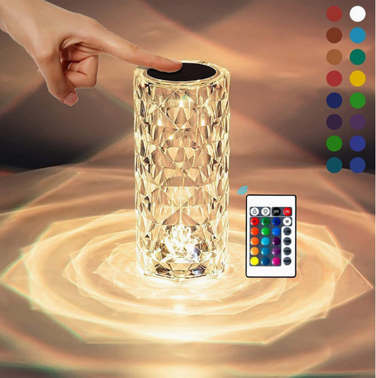 One94Store Crystal Lamp, 16 Color Changing Rose Diamond Table Lamp, USB Rechargeable Touch Night Lamp with Remote Control for Bedroom, Living Room, Party Decor (Multicolor Pack of 1) LED